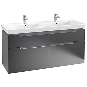 Villeroy & Boch Subway 2.0 Waschtischunterschrank A91710PD, 128,7x59x44,9cm, Black Matt, Griff chrom