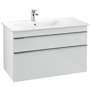 Villeroy and Boch Venticello vanity unit A92701RE 95.3 x 59 x 50.2 cm, basin left, handle chrome, glass Glossy White