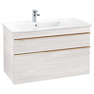 Villeroy and Boch Venticello vanity unit A92705E8 95.3 x 59 x 50.2 cm, basin left, copper handle, White Wood