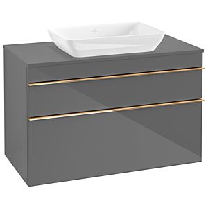 Villeroy and Boch Venticello vanity unit A94105FP 95.7 x 60.6 x 50.2 cm, vanity center, copper handle, Glossy Grey