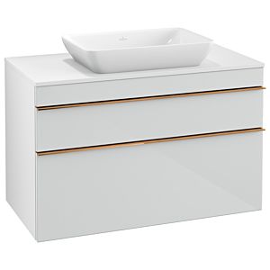 Villeroy and Boch Venticello vanity unit A94105RE 95.7 x 60.6 x 50.2 cm, vanity center, handle copper, glass Glossy White