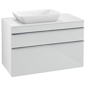 Venticello Villeroy et Boch vasque A94201RE 95,7 x 60,6 x 50,2 cm, meuble sous-vasque gauche, poignée chrome, verre Glossy White