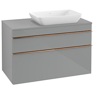 Villeroy and Boch Venticello vanity unit A94305RA 95.7 x 60.6 x 50.2 cm, vanity unit right, handle copper, glass Glossy Grey