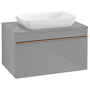 Villeroy and Boch Venticello vanity unit A94505RA 75.7 x 43.6 x 50.2 cm, handle copper, glass Glossy Grey