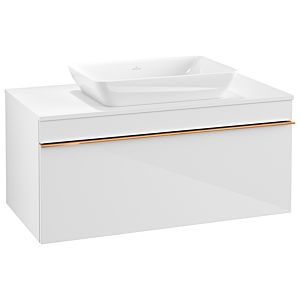Venticello Villeroy et Boch vasque A94605DH 95,7 x 43,6 x 50,2 cm, centre de lavabo, poignée en cuivre, Glossy White