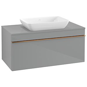 Villeroy and Boch Venticello vanity unit A94605RA 95.7 x 43.6 x 50.2 cm, vanity center, handle copper, glass Glossy Grey