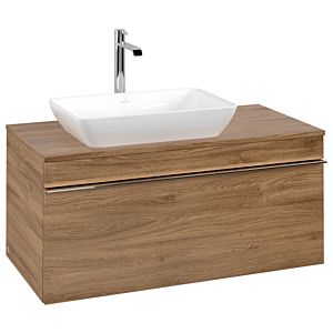 Venticello Villeroy et Boch vasque A94701RH 95,7x43,6x50,2cm, meuble sous-vasque gauche, poignée chrome, Kansas Oak
