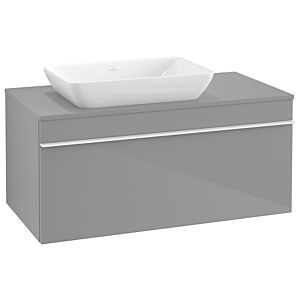 Villeroy und Boch Venticello Waschtisch-Unterschrank A94702RA 95,7 x 43,6 x 50,2 cm, Waschtisch links, Griff White, Glass Glossy Grey