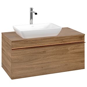 Venticello Villeroy et Boch vasque A94705RH 95,7x43,6x50,2cm, meuble sous-vasque gauche, poignée cuivre, Kansas Oak