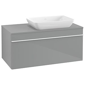 Venticello Villeroy et Boch vasque A94802RA 95,7 x 43,6 x 50,2 cm, meuble sous-vasque à droite, poignée blanche, verre Glossy Grey