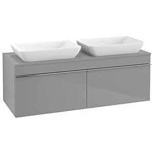 Venticello Villeroy et Boch vasque A94901RA 125,7 x 43,6 x 50,2 cm, poignée chrome, verre Glossy Grey