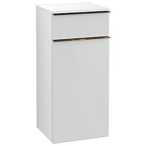 Villeroy et Boch Venticello armoire latérale A95015RE 40,4 x 86,6 x 37,2 cm, butée à droite, poignée cuivre, verre Glossy White