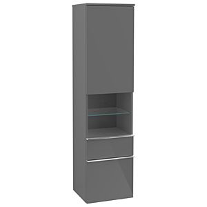 Villeroy und Boch Venticello Hochschrank A95211FP 40,4 x 154,6 x 37,2 cm, rechts, Griff Chrom, Glossy Grey