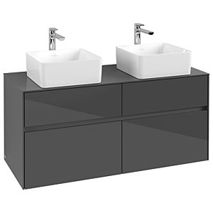 Villeroy and Boch Collaro vanity unit C04400FP 120 x 54.8 x 50 cm, for 2 Basin Fixing Kit , Glossy Grey