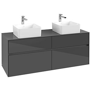 Villeroy and Boch Collaro vanity unit C04800FP 140 x 54.8 x 50 cm, for 2 Basin Fixing Kit , Glossy Grey