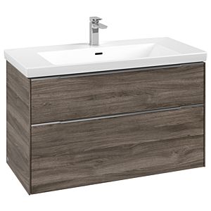 Subway 3.0 Villeroy et Boch vasque C57000RK 97,3x57,6x47,8cm, sans LED / poignée aluminium brillant, chêne pierre