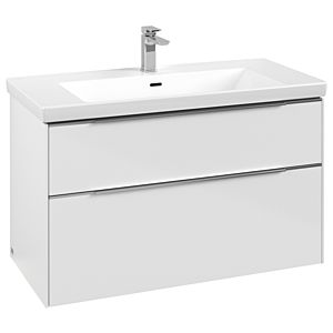 Subway 3.0 Villeroy et Boch vasque C570L0VE 97,3x57,6x47,8cm, avec LED / poignée aluminium brillant, blanc brillant