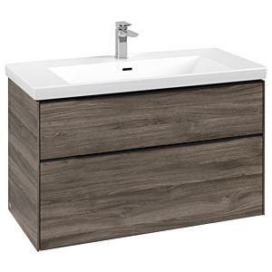 Subway 3.0 Villeroy et Boch vasque C570L1RK 97,3x57,6x47,8cm, avec LED / poignée Volcano noir, chêne pierre