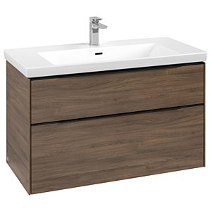 Villeroy and Boch Subway 3.0 vanity unit C570L1VH 97.3x57.6x47.8cm, with LED / handle Volcano black, arizona oak
