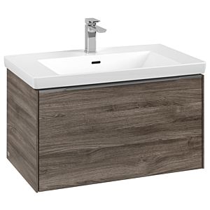 Subway 3.0 Villeroy et Boch vasque C573L0RK 77,2x42,9x47,8cm, avec LED / poignée aluminium brillant, chêne pierre