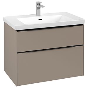 Villeroy and Boch Subway 3.0 vanity unit C57401VM 77.2x57.6x47.8cm, without LED / handle Volcano black, taupe