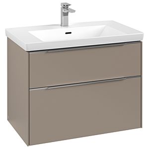Villeroy and Boch Subway 3.0 vanity unit C574L0VM 77.2x57.6x47.8cm, with LED / handle aluminum glossy, taupe