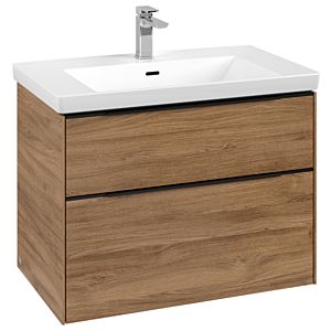 Subway 3.0 Villeroy et Boch vasque C574L1RH 77,2x57,6x47,8cm, avec LED / poignée Noir volcan, chêne kansas