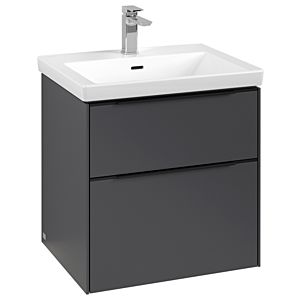 Villeroy und Boch Subway 3.0 Waschtisch-Unterschrank C578L1VR 57,2x57,6x47,8cm, mit LED/Griff Volcano black, graphite