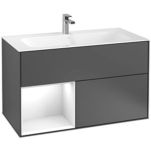 Villeroy and Boch Finion Villeroy and Boch Finion F030GFGK 99.6x59.1x49.8cm, shelf on the left glossy white lacquer, anthracite matt