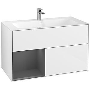 Villeroy et Boch Finion Villeroy et Boch F030GKGF 99,6x59,1x49,8cm, étagère gauche anthracite mat, laqué blanc brillant