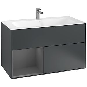 Villeroy und Boch Finion Waschtischunterschrank F030GKHG 99,6x59,1x49,8cm, Regal links Anthracite matt, Midnight Blue Matt Lacquer