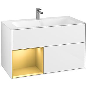 Villeroy et Boch Finion Villeroy et Boch F030HFGF 99,6x59,1x49,8cm, étagère gauche or mat, laqué blanc brillant