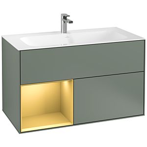 Villeroy and Boch Finion Villeroy and Boch Finion F030HFGM 99.6x59.1x49.8cm, shelf left gold matt, Olive Matt Lacquer