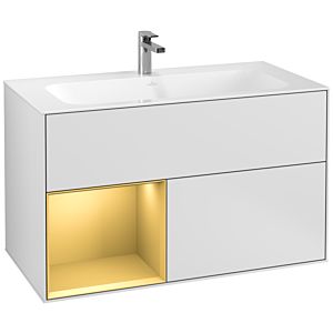 Villeroy and Boch Finion Villeroy and Boch Finion F030HFMT 99.6x59.1x49.8cm, shelf left gold matt, white matt lacquer