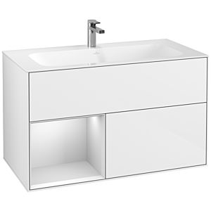 Villeroy et Boch Finion Villeroy et Boch F030MTGF 99,6x59,1x49,8cm, étagère gauche laqué blanc mat, laqué blanc brillant