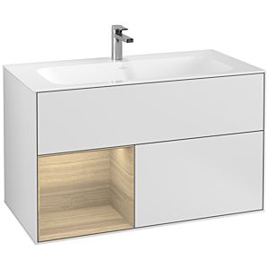 Villeroy und Boch Finion Waschtischunterschrank F030PCMT 99,6x59,1x49,8cm, Regal links Oak Veneer, White matt lacquer