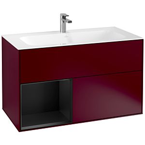 Villeroy et Boch Finion Villeroy et Boch F030PDHB 99,6x59,1x49,8cm, étagère gauche laqué noir mat, Peony Matt