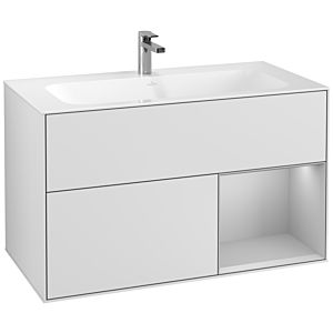 Villeroy und Boch Finion Waschtischunterschrank F040GJMT 99,6x59,1x49,8cm, Regal rechts Light grey matt, White matt lacquer
