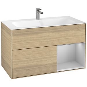 Villeroy et Boch Finion Villeroy et Boch F040GJPC 99,6x59,1x49,8cm, étagère à droite gris clair mat, Oak Veneer