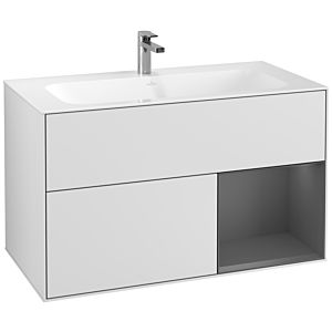 Villeroy et Boch Finion Villeroy et Boch F040GKMT 99,6x59,1x49,8cm, étagère à droite anthracite mat, laqué blanc mat
