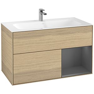 Villeroy et Boch Finion Villeroy et Boch F040GKPC 99,6x59,1x49,8cm, étagère à droite anthracite mat, Oak Veneer