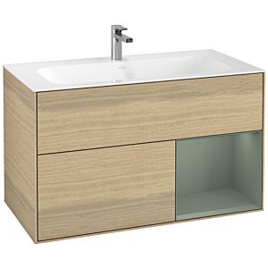 Villeroy et Boch Finion Villeroy et Boch F040GMPC 99,6x59,1x49,8cm, étagère à droite Olive Matt Lacquer , Oak Veneer