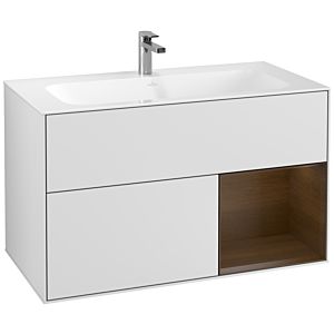 Villeroy und Boch Finion Waschtischunterschrank F040GNMT 99,6x59,1x49,8cm, Regal rechts Walnut veneer, White matt lacquer