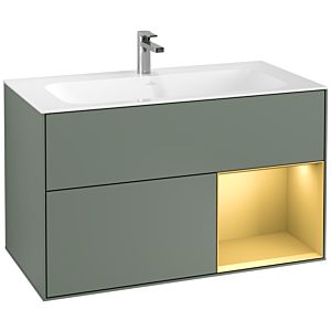 Villeroy and Boch Finion Villeroy and Boch Finion F040HFGM 99.6x59.1x49.8cm, shelf right gold matt, Olive Matt Lacquer