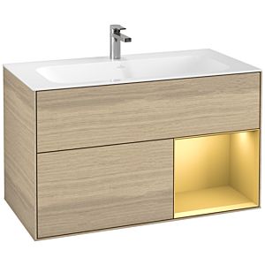Villeroy and Boch Finion Villeroy and Boch Finion F040HFPC 99.6x59.1x49.8cm, shelf right gold matt, Oak Veneer