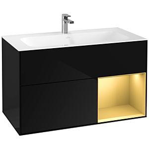 Villeroy and Boch Finion Villeroy and Boch Finion F040HFPH 99.6x59.1x49.8cm, shelf right gold matt, Glossy Black Lacquer