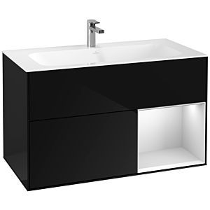 Villeroy and Boch Finion Villeroy and Boch Finion F040MTPH 99.6x59.1x49.8cm, shelf on the right white matt lacquer, Glossy Black Lacquer