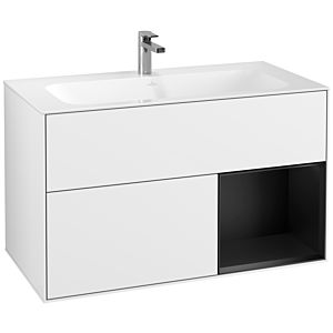 Villeroy and Boch Finion Villeroy and Boch Finion F040PDGF 99.6x59.1x49.8cm, shelf on the right black matt lacquer, glossy white lacquer