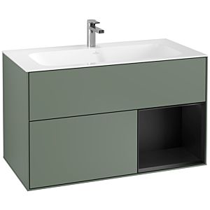 Villeroy and Boch Finion Villeroy and Boch Finion F040PDGM 99.6x59.1x49.8cm, shelf on the right black matt lacquer, Olive Matt Lacquer