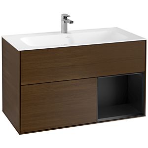 Villeroy et Boch Finion Villeroy et Boch F040PDGN 99,6x59,1x49,8cm, étagère à droite laqué noir mat, placage noyer